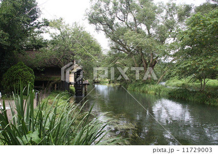 安曇野 水車小屋の写真素材