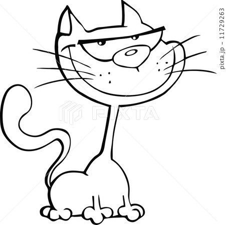 Back And White Cat Cartoon Illustration 11729263