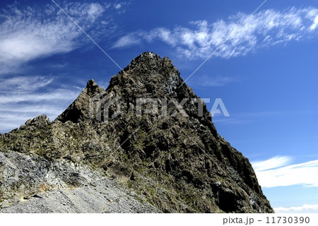 槍ヶ岳山荘付近から見た槍ヶ岳（撮影地：槍ヶ岳山荘付近の写真素材 