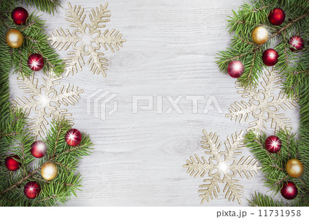 Christmas background, decoration on a wooden board. 11731958