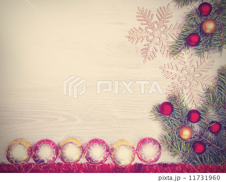 Vintage Christmas background, decoration on a wooden board. Vintage Christmas background, decoration on a wooden board. 11731960