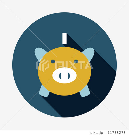 Piggy bank flat icon with long shadow 11733273