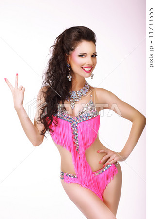 Fortune. Lucky Elated Woman showing Victory Sign 11733555