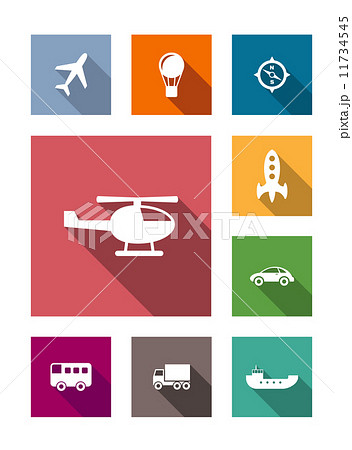 Flat transportation icons set 11734545