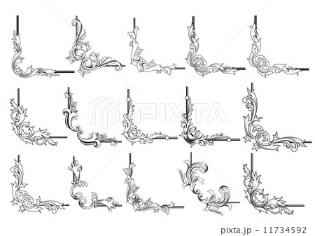 Border corners and vignettes elements set 11734592