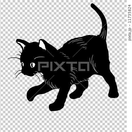 黒猫 ネコ ねこ 猫 白黒 かわいい イラスト シルエット 背景なし ハロウィン 白バックのイラスト素材