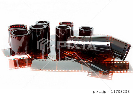 Close up image of an old 35 mm negative film strip Close up image of an old 35 mm negative film strip 11738238