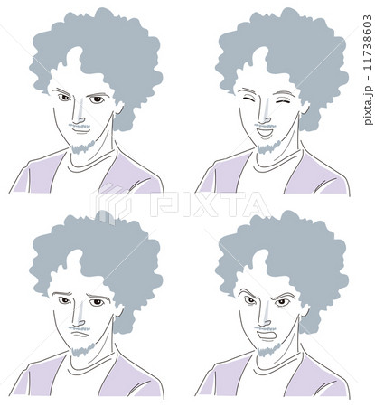 アフロヘアーの男性のアイコンのイラスト素材