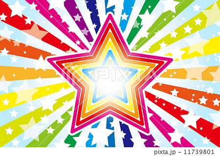 背景素材壁紙 大きな星 星の模様 放射状 星 星模様 星の図柄 虹 虹色 のイラスト素材