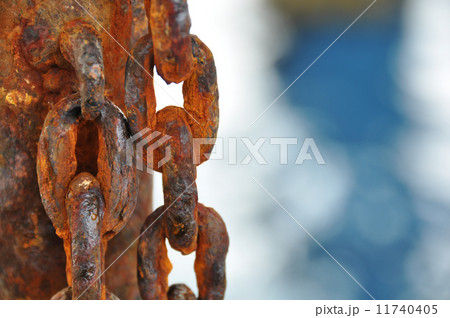 Chain damaged from many rust, An Old Rusty Naval Chain Chain damaged from many rust, An Old Rusty Naval Chain 11740405