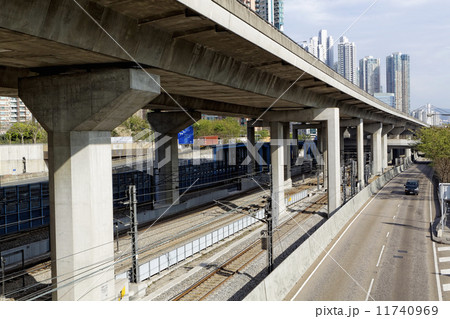 Freeway Overpasses and Train Tracks 11740969