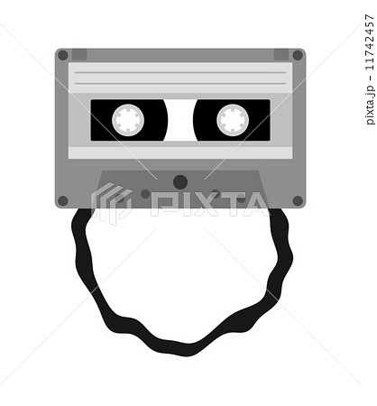 伸びたカセットテープのイラスト素材