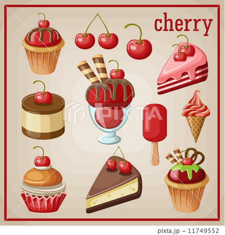Set of sweets with cherry. vector illustration Set of sweets with cherry. vector illustration 11749552