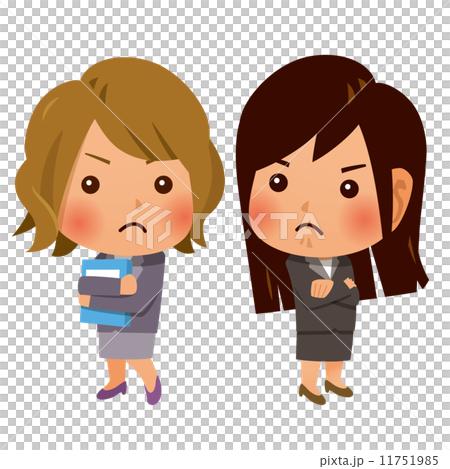 対立する女性社員のイラスト素材