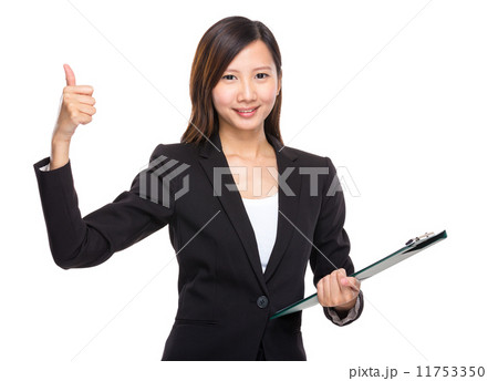 Business woman with folder and thumb up Business woman with folder and thumb up 11753350