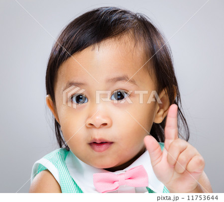 Adorable girl finger point out Adorable girl finger point out 11753644