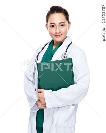 Indonesian woman doctor hold clipboard Indonesian woman doctor hold clipboard 11753787