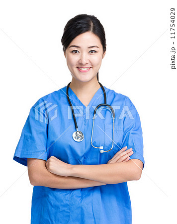 Woman in blue medical suit 11754029