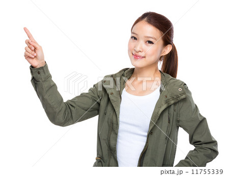 Asian woman finger up 11755339