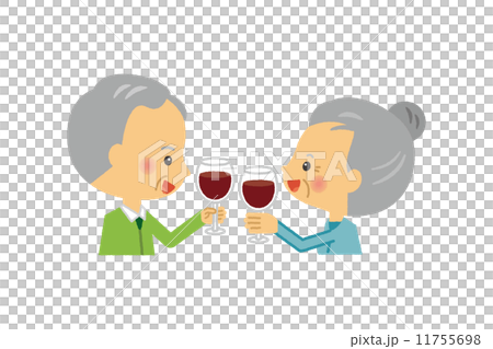 Wine Wine Glass Glass Vine wine Senior couple 11755698
