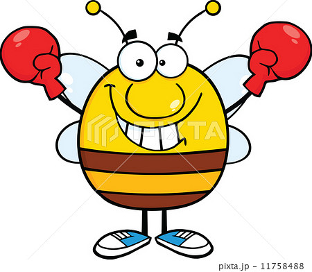 Pudgy Bee Cartoon Character Wearing Boxing Gloves Pudgy Bee Cartoon Character Wearing Boxing Gloves 11758488
