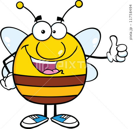 Happy Pudgy Bee Cartoon Character Giving A Thumb Up 11758494