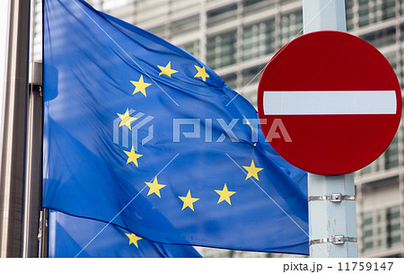 No entry sign in front of EU flag No entry sign in front of EU flag 11759147