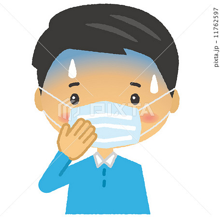 病気 男性 マスク 吐き気のイラスト素材