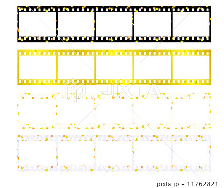 ネガフィルム風フォトフレームモミジのイラスト素材