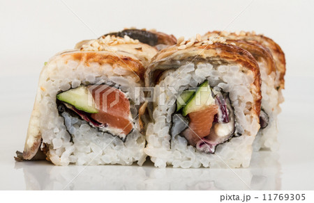 Japanese traditional Cuisine - Maki Roll with Cucumber , Cream C Japanese traditional Cuisine - Maki Roll with Cucumber , Cream C 11769305