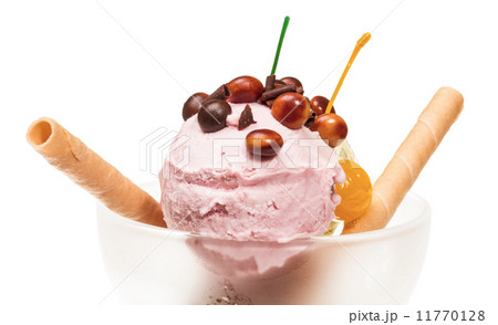 yogurt and chocolate ice cream in a bowl close up yogurt and chocolate ice cream in a bowl close up 11770128