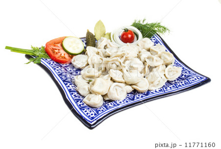Bowl with traditional russian dish - pelmeni Bowl with traditional russian dish - pelmeni 11771160