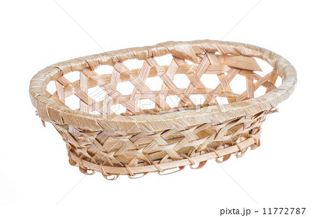 Wickerwork empty yellow breadbasket on white background 11772787