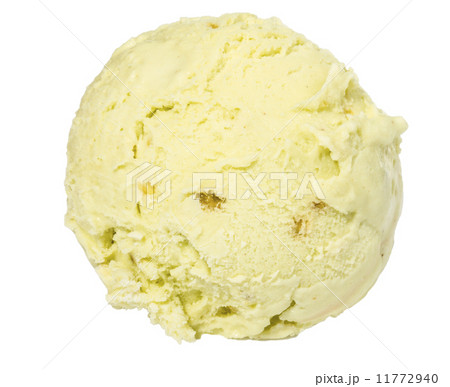 Scoop of pistachio ice cream from top on white background 11772940