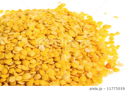 Yellow lentils isolated on white background. Macro shot 11775039