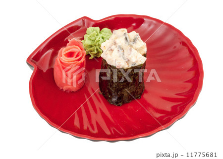 spice sushi unagi with sauced slices of smoked Eel isolated on w 11775681