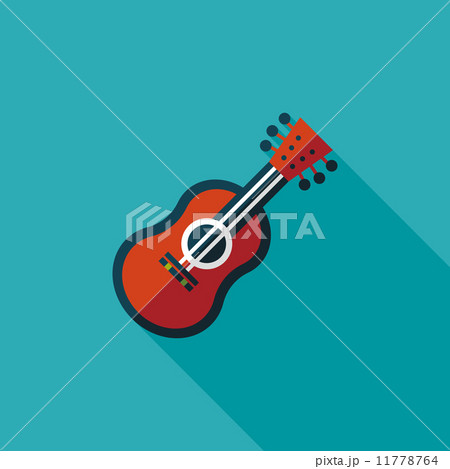 guitar flat icon with long shadow 11778764