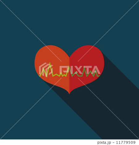 ECG heart flat icon with long shadow 11779509