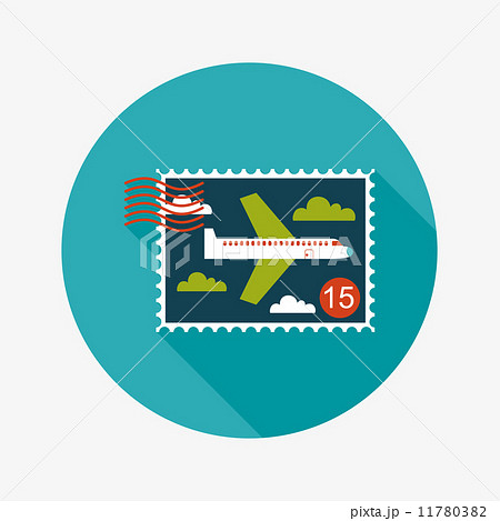 Aircraft stamp flat icon with long shadow 11780382