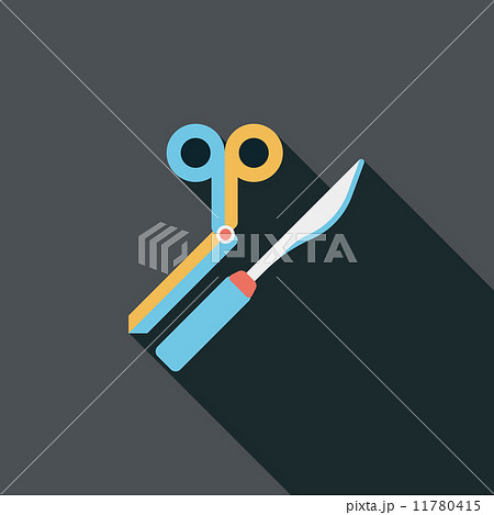 Surgical Instrument flat icon with long shadow Surgical Instrument flat icon with long shadow 11780415