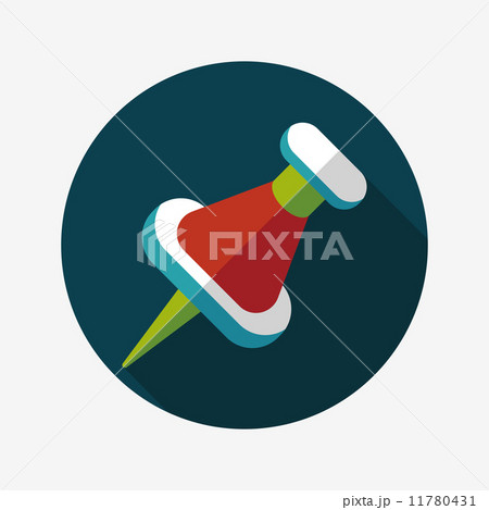 push pin flat icon with long shadow,eps10 11780431