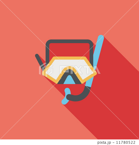 Mask and snorkel flat icon with long shadow Mask and snorkel flat icon with long shadow 11780522