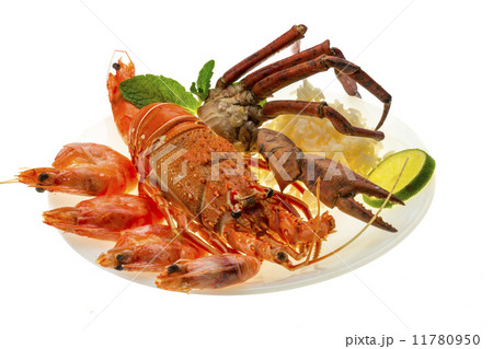 Spiny lobster, shrimps, crab legs and rice 11780950