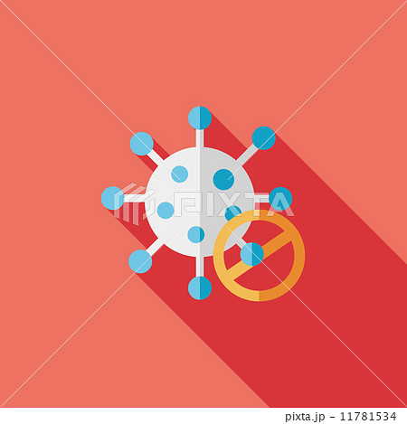 virus flat icon with long shadowのイラスト素材 [11781534] - PIXTA