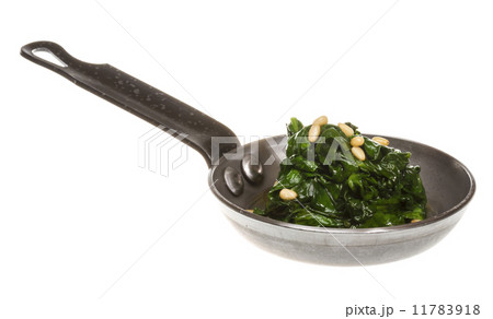 Boiled spinach on roasted pan 11783918