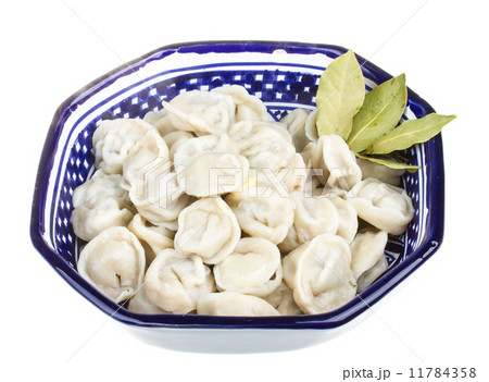 Bowl with traditional russian dish - pelmeni Bowl with traditional russian dish - pelmeni 11784358
