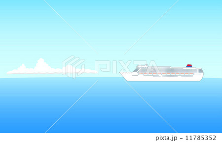 外洋を行く豪華客船 左向き のイラスト素材