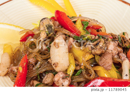 Asian spicy seafood noodle 11789045