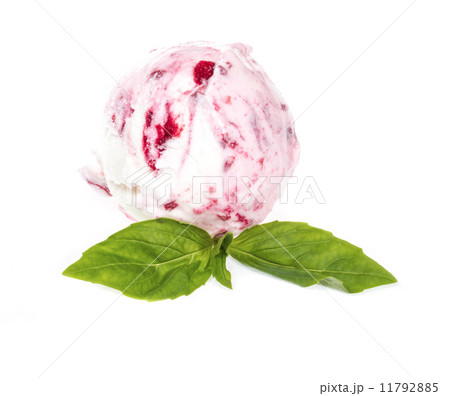 Scoop of strawberry ice cream from top on white background Scoop of strawberry ice cream from top on white background 11792885