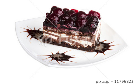 Chocolate cake with cherry on top on a white background 11796823